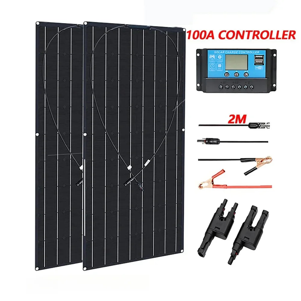 2000W 4000W Solar Panel High Power ETFE Flexible Monocrystalline Solar Cell Home/Outdoor Camping Cars/Boats 12V Battery Charger