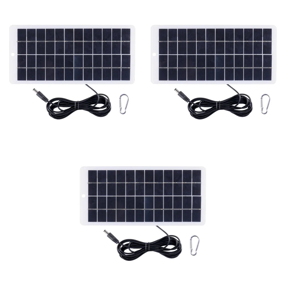 12V Solar Charger EVA Laminated 10W Solar Power Bank with DC Port Carabiner Emergency Solar Charger for 3.7V Battery/Garden Lamp