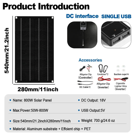 7000W Solar Power Kit 800W Panel 100A Controller 12V to110V/220V Inverter Battery Charger for Shed/Camping/Lighting Easy Install