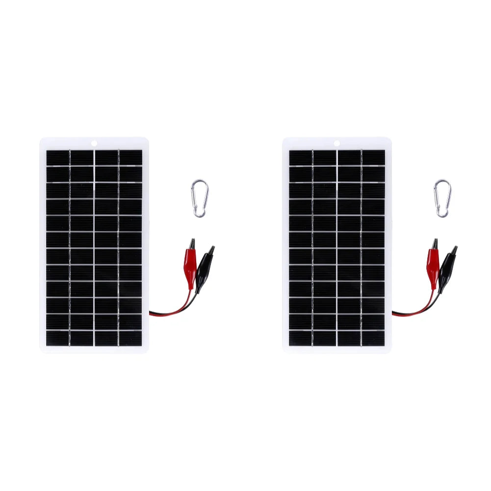 12V Solar Charger EVA Laminated 10W Solar Power Bank with DC Port Carabiner Emergency Solar Charger for 3.7V Battery/Garden Lamp