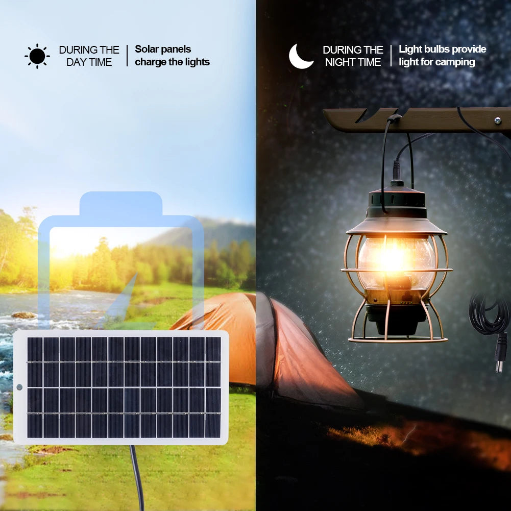 12V Solar Charger EVA Laminated 10W Solar Power Bank with DC Port Carabiner Emergency Solar Charger for 3.7V Battery/Garden Lamp