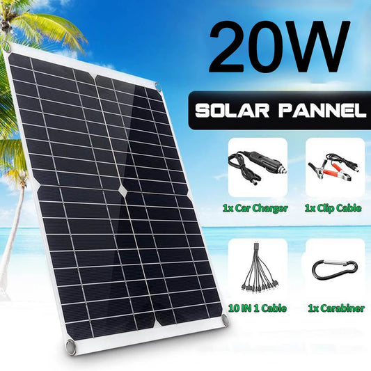 20W 18V Portable Solar Panel Kit Waterproof Flexible Dual USB Output Solar Panel For Car And Marine Charger Power Tools Parts