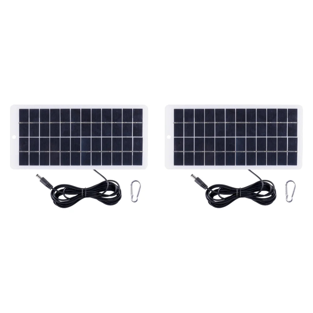 12V Solar Charger EVA Laminated 10W Solar Power Bank with DC Port Carabiner Emergency Solar Charger for 3.7V Battery/Garden Lamp