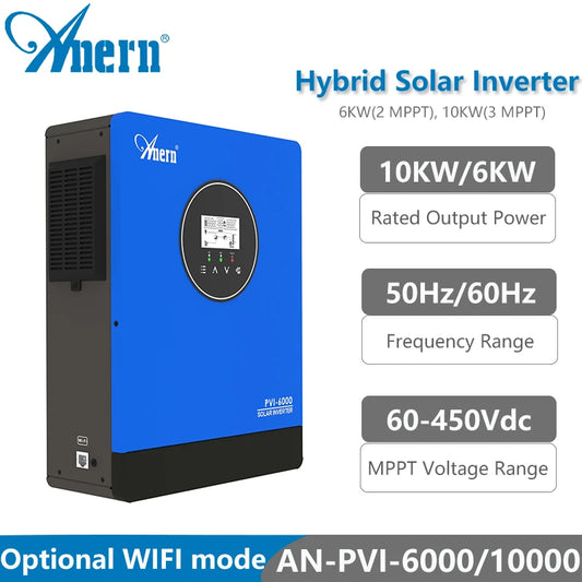 6000W 6KW 10000W 10KW ON/Off Grid Solar Inverter 220V Pure Sine Wave MPPT Solar Charger Hybrid Solar Inverter