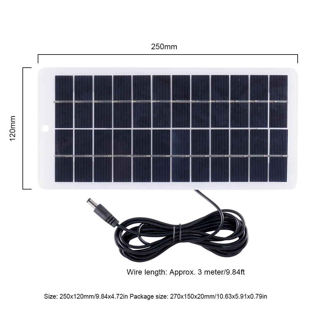 12V Solar Charger EVA Laminated 10W Solar Power Bank with DC Port Carabiner Emergency Solar Charger for 3.7V Battery/Garden Lamp