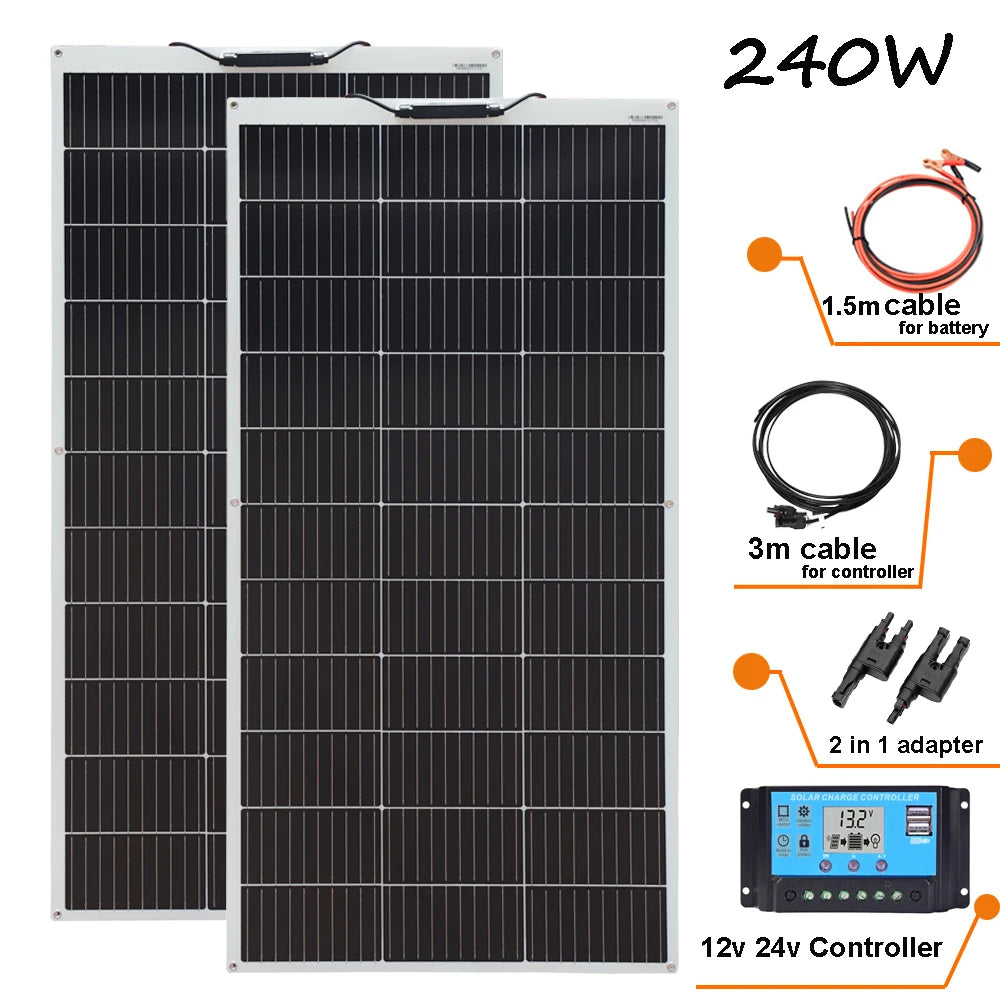 Solar Panel Kit OR Solar Panels Module solar cell power 120W 240W for 12V/24V Battery charger Photovoltaic Panel Wholesale