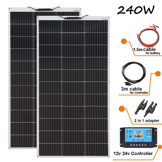 Solar Panel Kit OR Solar Panels Module solar cell power 120W 240W for 12V/24V Battery charger Photovoltaic Panel Wholesale